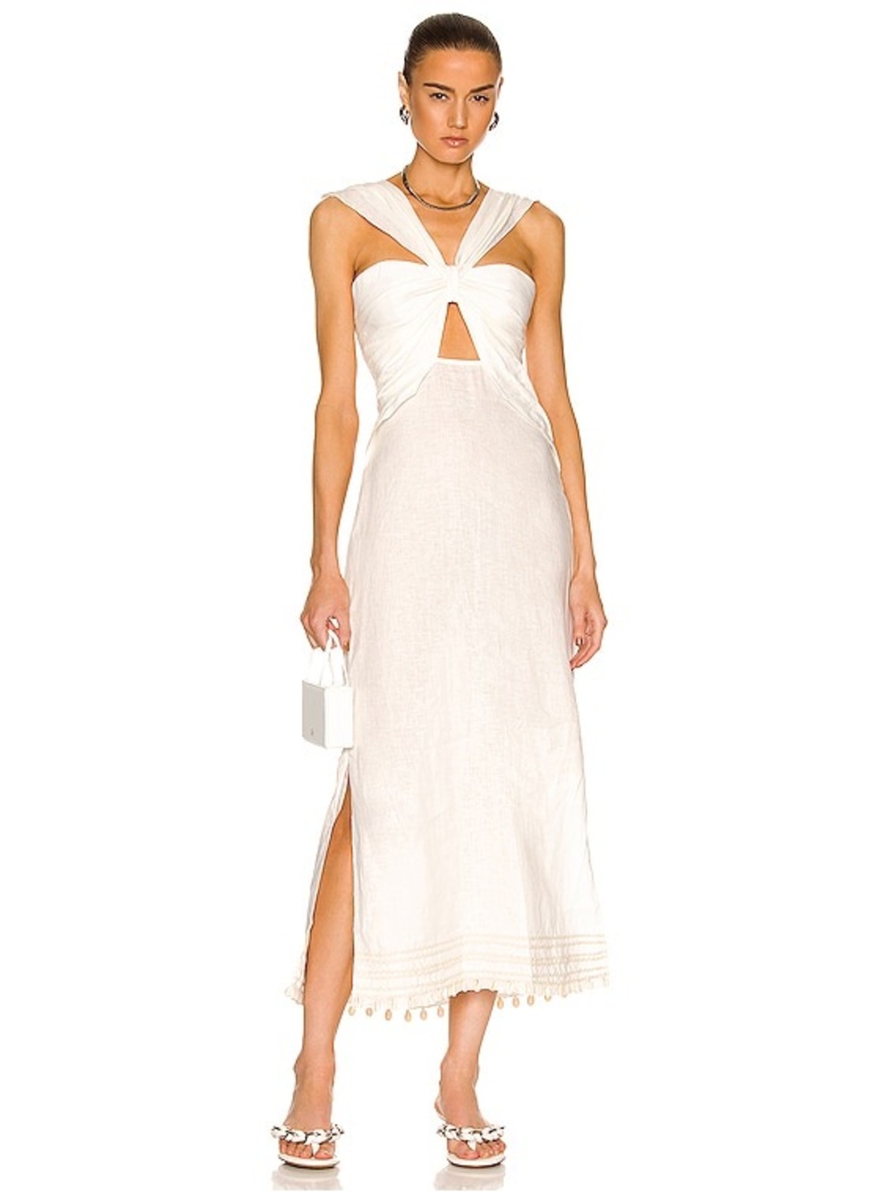Johanna Ortiz NWT Nomad Ivory Knot-Front Midi Dress